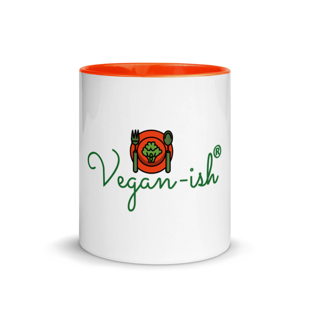 White Ceramic Coffee Mug with Color Inside - Beyond Vegan-ish 